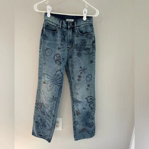 BDG Urban Outfitters Butterfly Embroidered Doodle Wash Cowboy Jeans - Size 25